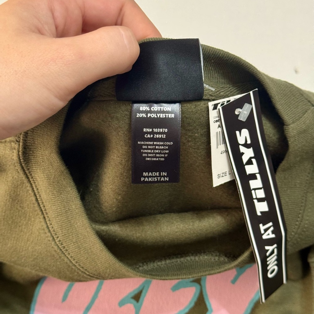 Obey Olive Crewneck Sweater with Logo - Picture 3 of 4